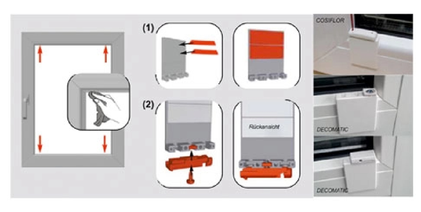 Montage von Plissee Klebeträger