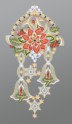 Fensterbild aus Plauener Spitze® - Weihnachtsstern mit Kerzen #1W mehrfarbig