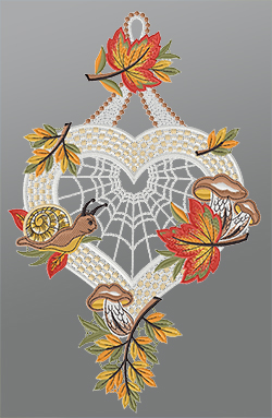 Fensterbild aus Plauener Spitze® - Herbstromantik #1W mehrfarbig