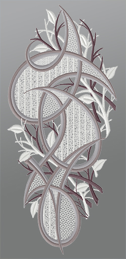 Fensterbild aus Plauener Spitze® - modernes Ornament #1W grau