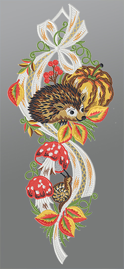 Fensterbild aus Plauener Spitze® - Goldener Herbst #1W mehrfarbig