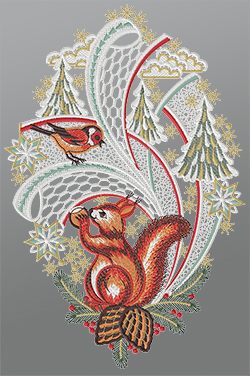 Fensterbild aus Plauener Spitze® - Waldtiere #1W mehrfarbig