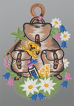 Fensterbild aus Plauener Spitze® - Wanderrucksack #1W mehrfarbig