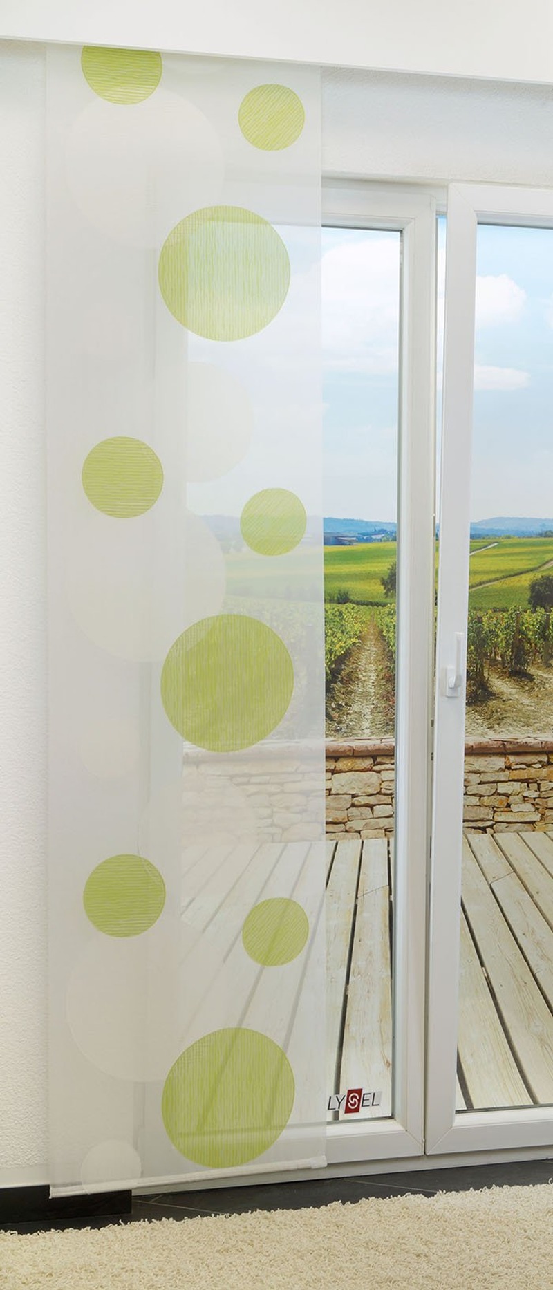 Flächenvorhang 245cm x 60cm, mit Motiv Spheres