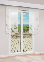 Vorschau Plauener Spitze® - Schiebegardine Alegia #1W in Rohweiß grau