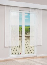 Vorschau Plauener Spitze® - exklusive Schiebegardine Arrazola #1W in Reinweiß rohweiß