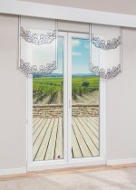 Vorschau Plauener Spitze® - exklusive Schiebegardine Mandubia #1W in Silber schwarz