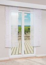 Vorschau Plauener Spitze® - exklusive Schiebegardine Mendiola #1W in Rohweiß reinweiß