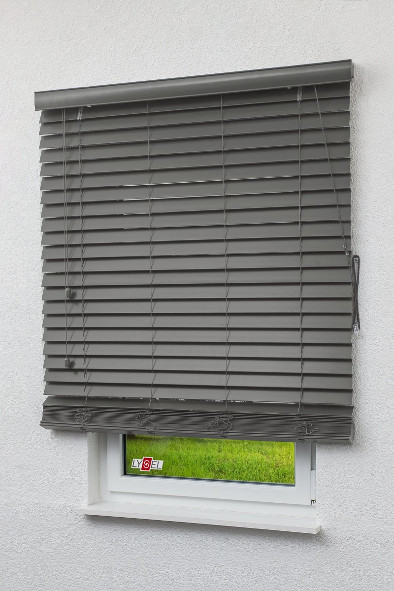 Lysel - Qualitätsjalousie Holzoptik 50mm Schiefergrau