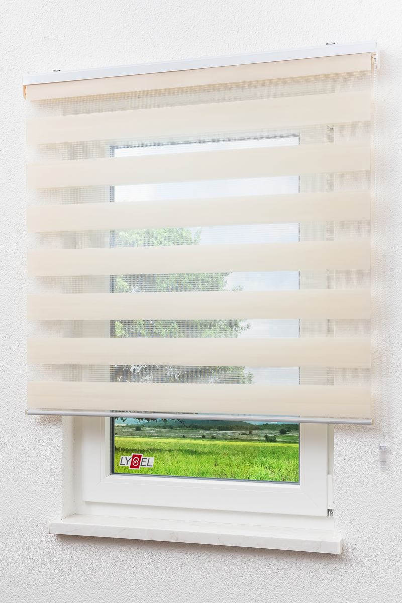 Lysel Outlet - Doppelrollo Solid mit Miniblende Hellbeige