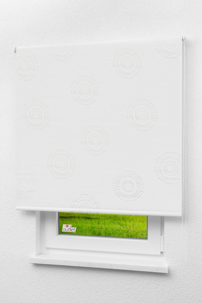 Lysel Outlet - Verdunkelungsrollo Kreismuster Weiß