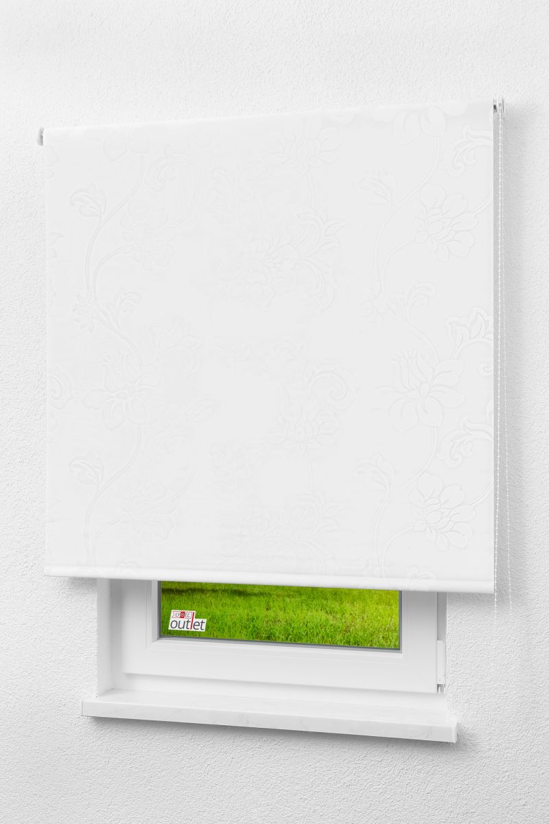 Lysel Outlet - Verdunkelungsrollo Blumenmuster Weiß