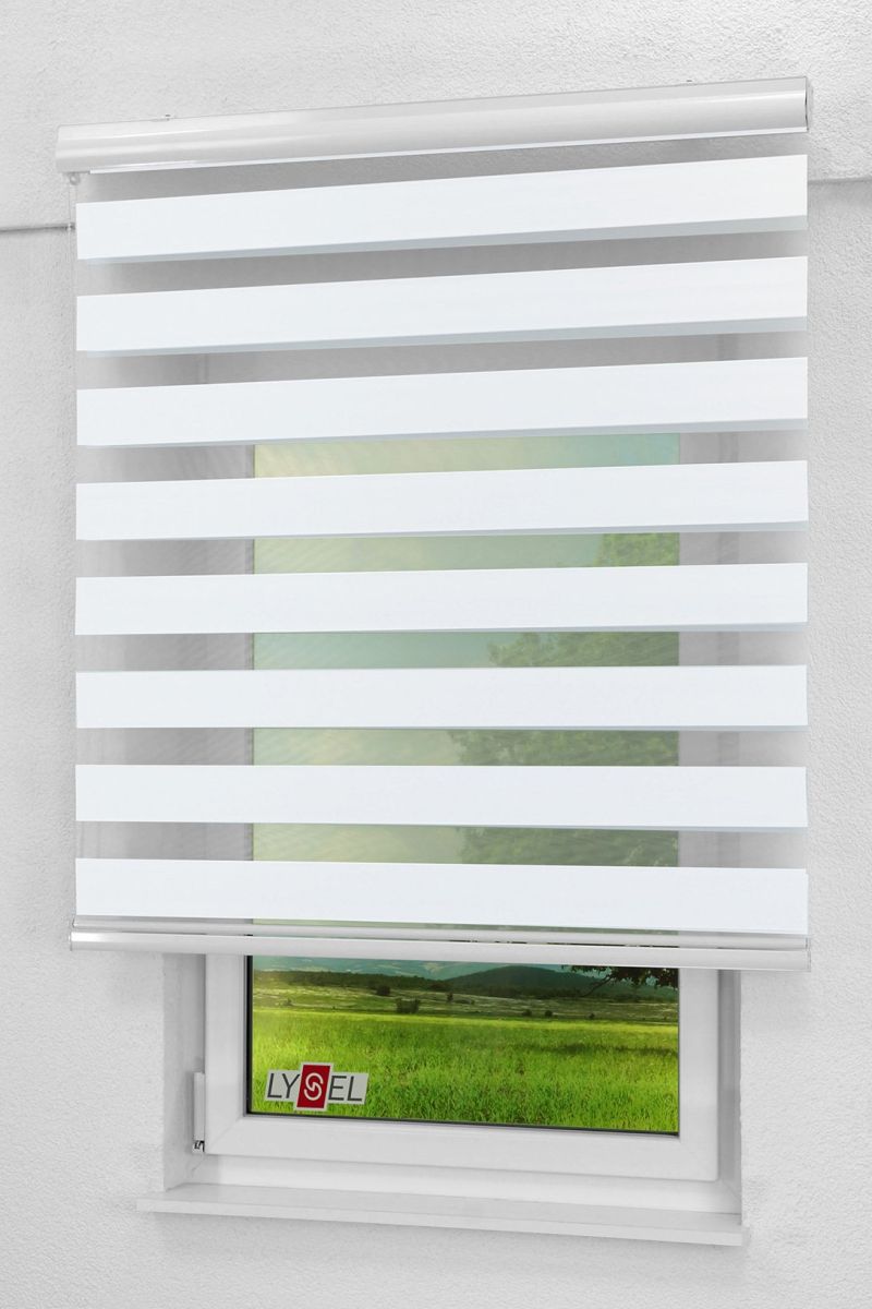 Lysel - Qualitätsdoppelrollo mit Blende abdunkelnd weißgrau