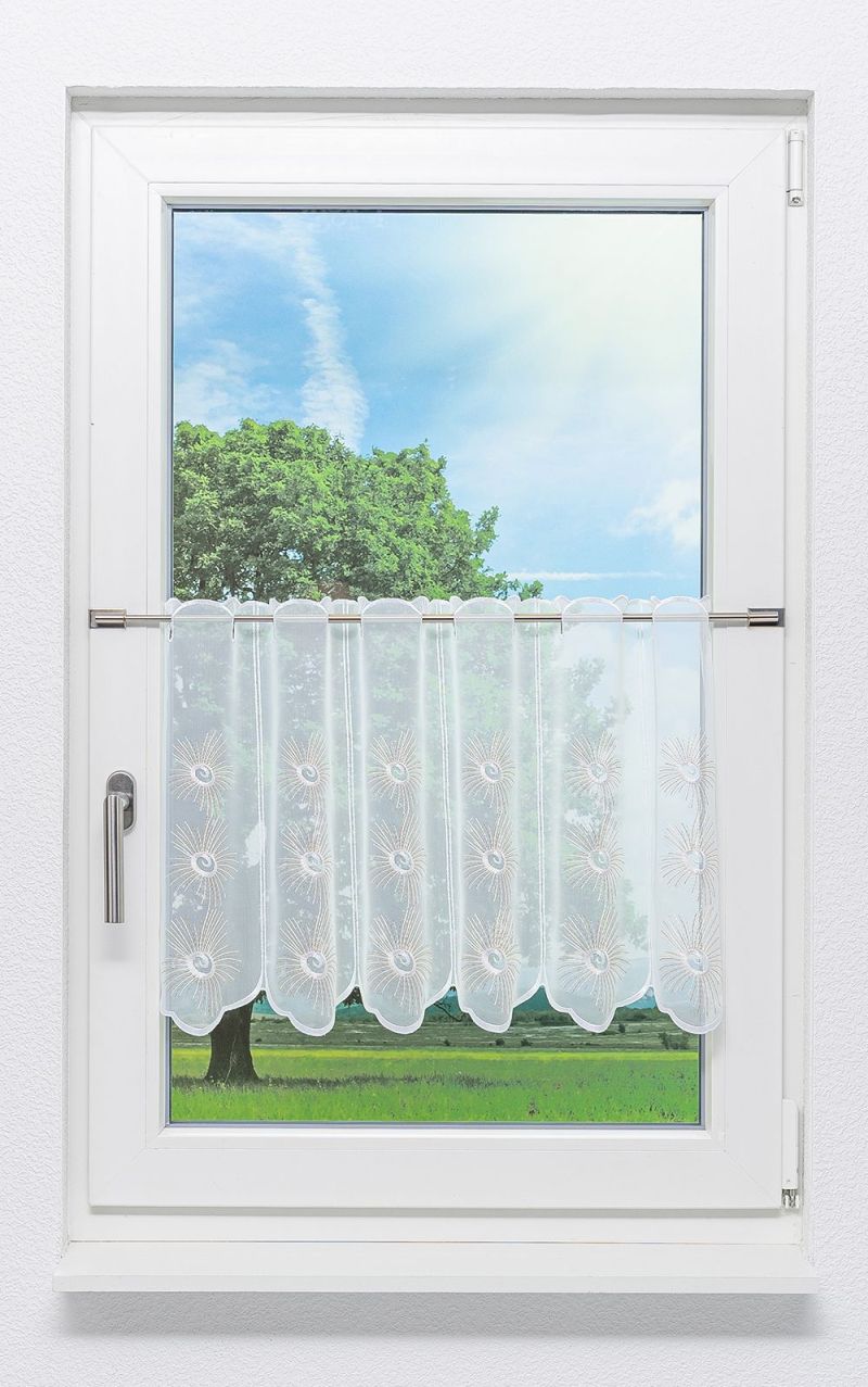 Scheibengardine von Plauener Spitze - Blütenstreifen