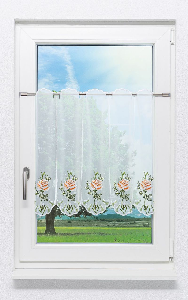 Scheibengardine von Plauener Spitze - Rosenglück