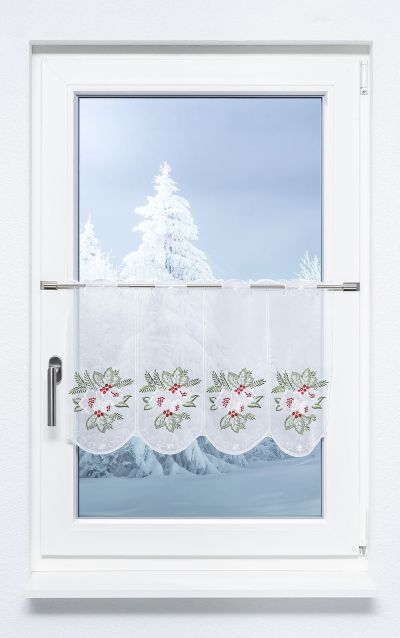 Scheibengardine Plauener Spitze - Christrosenstrauß