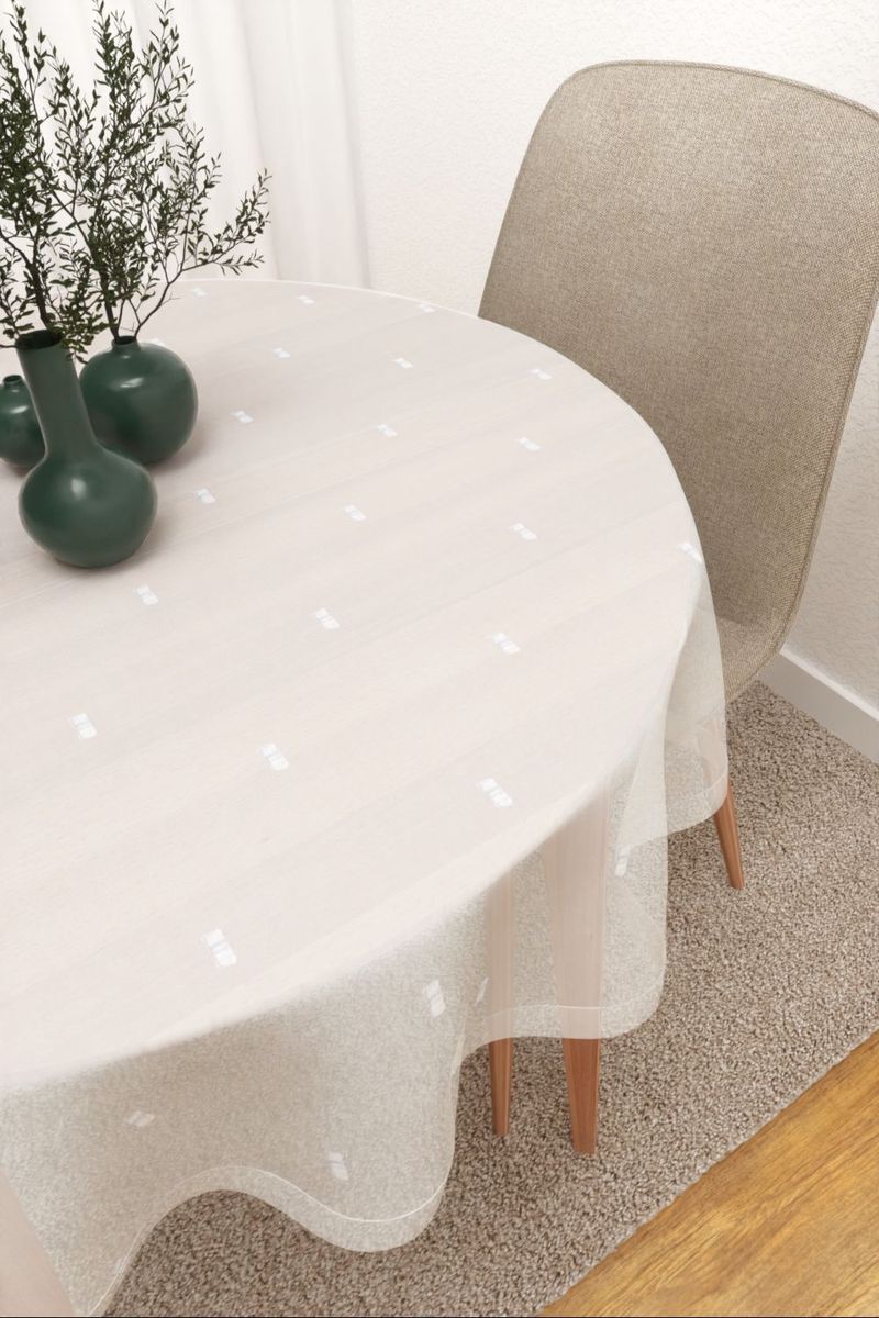 Tischdecke rund in weiß