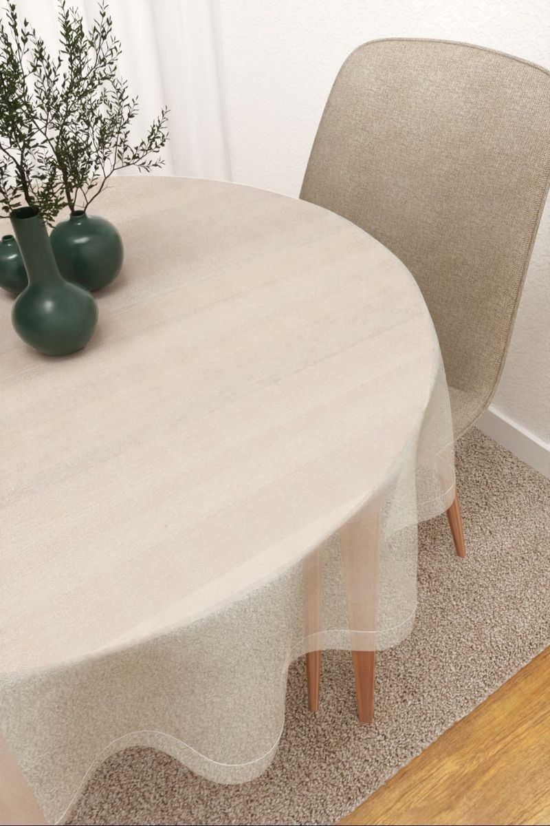 Tischdecke rund in weiß