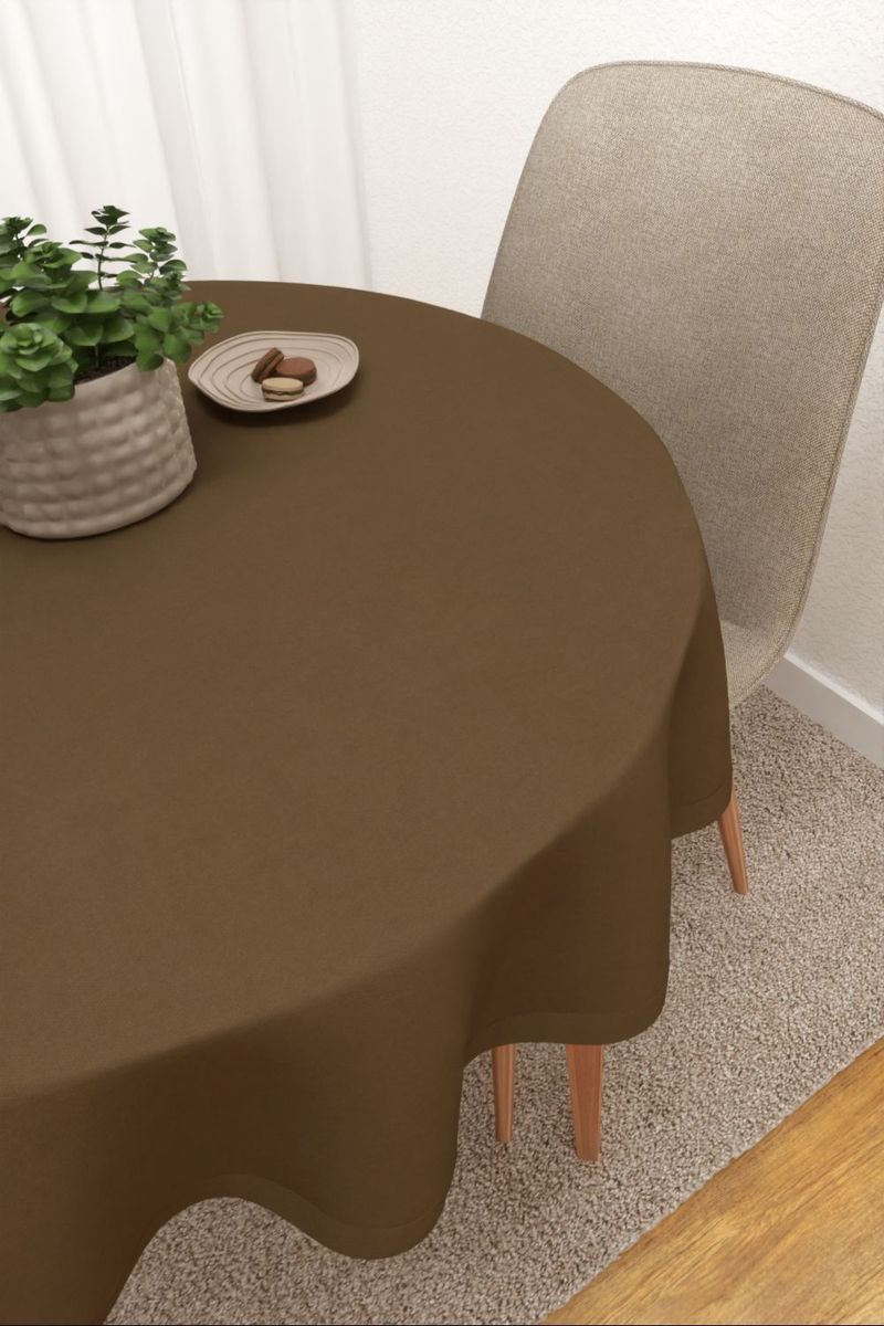 Tischdecke rund in Braun