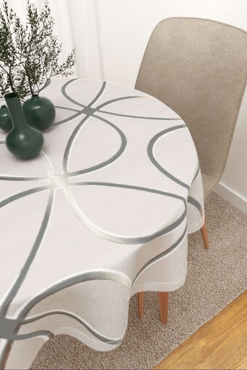 Tischdecke rund in Grau