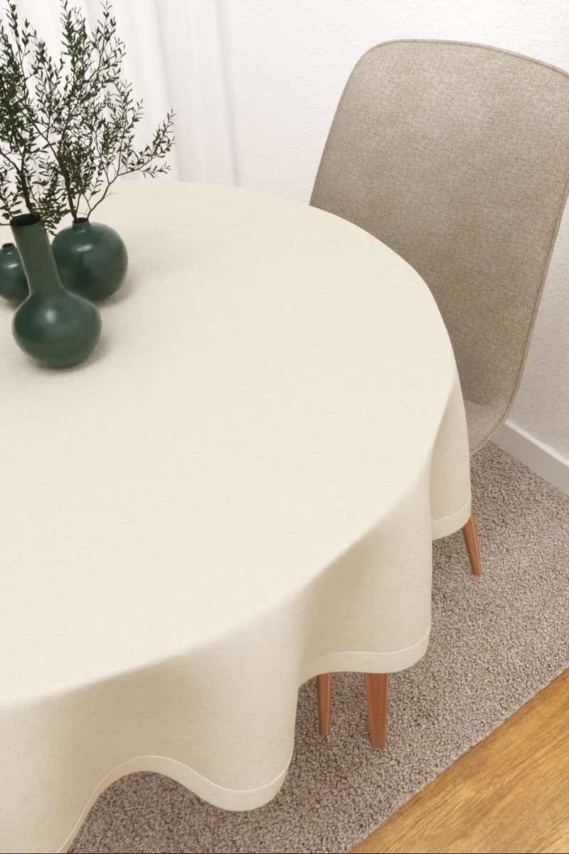 Tischdecke rund in weiß