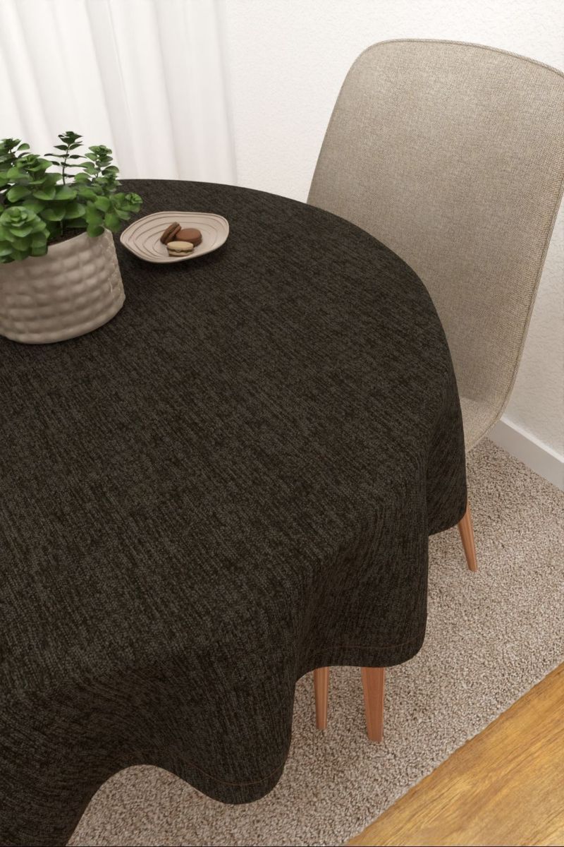 Tischdecke rund in braun