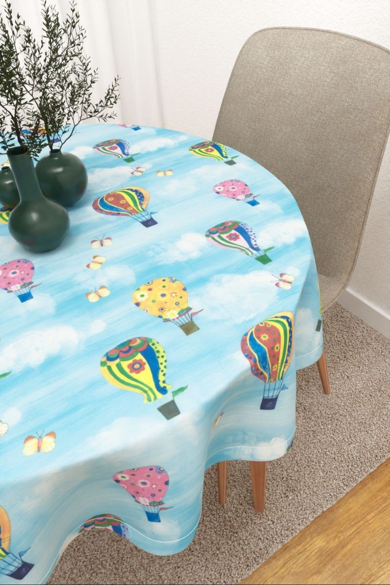 Tischdecke rund in Blau