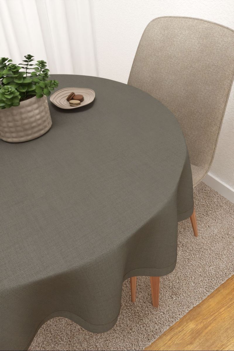 Tischdecke rund in braun