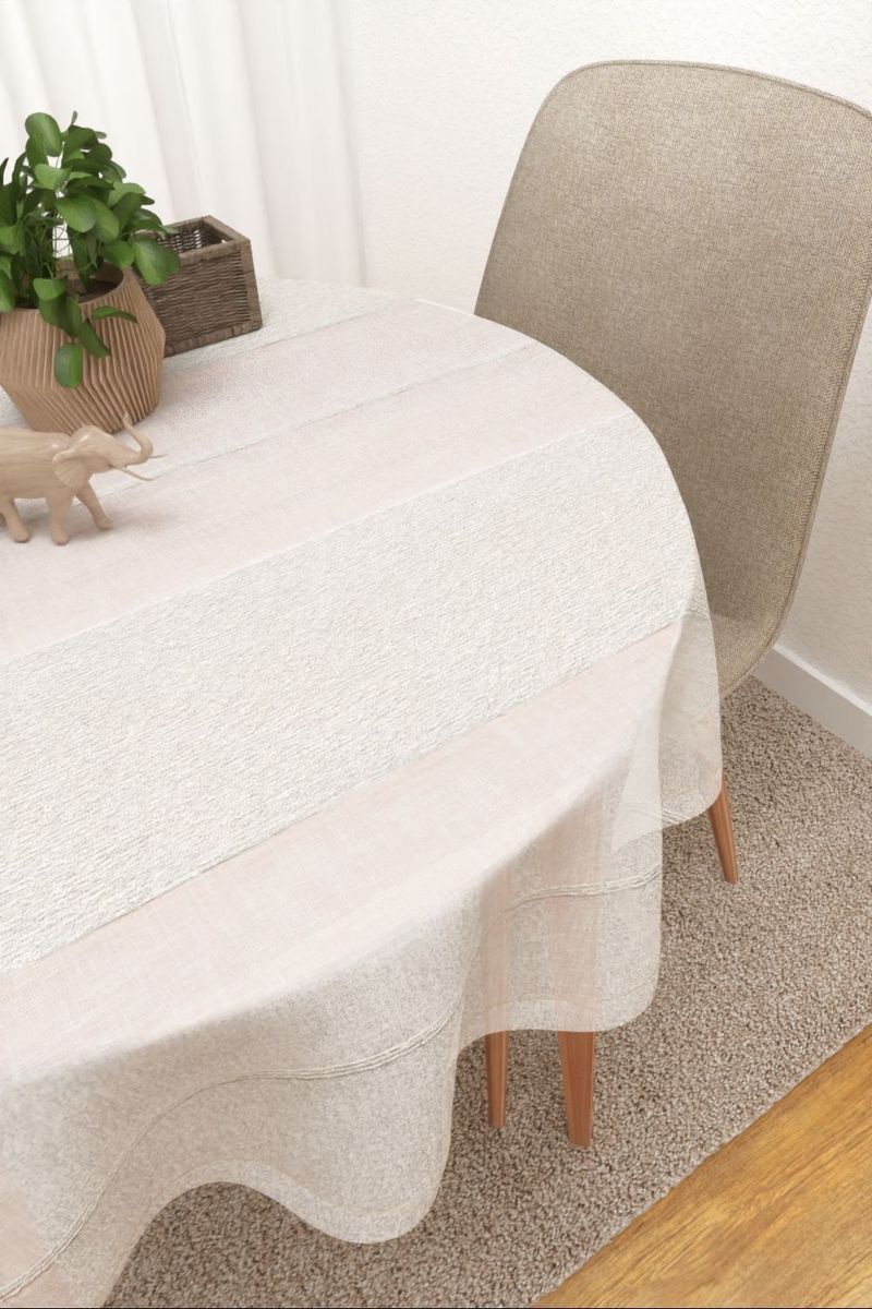 Tischdecke rund in Beige