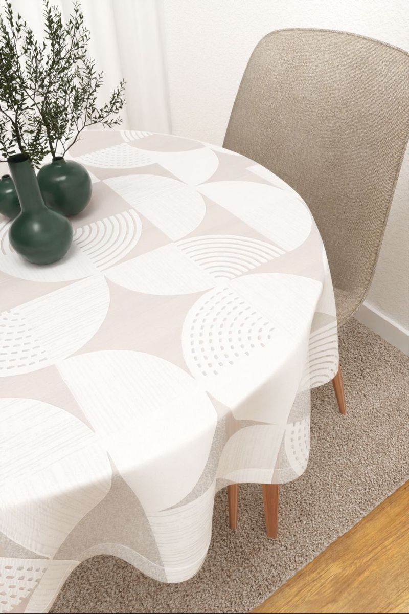 Tischdecke rund in Weiß