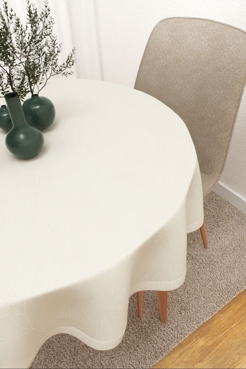 Tischdecke rund in weiß
