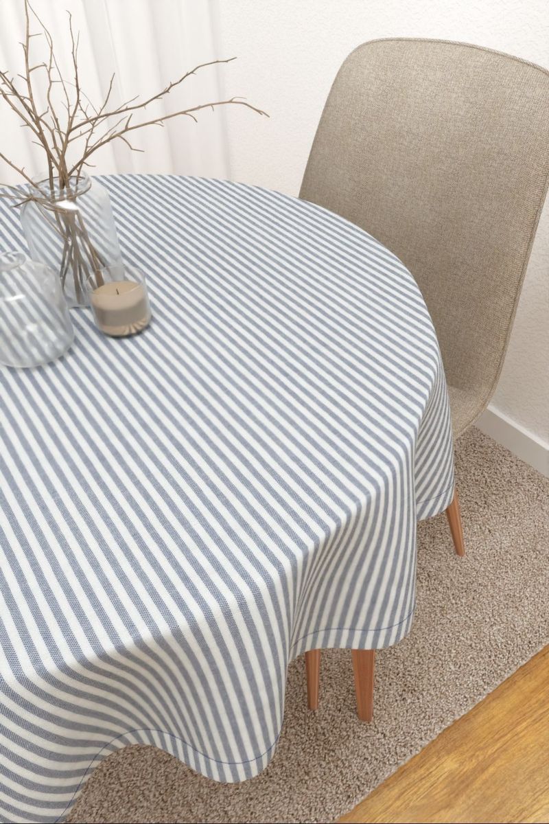 Tischdecke rund in Blau