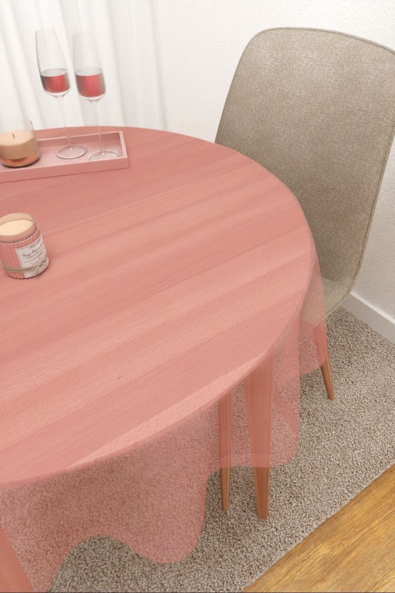 Tischdecke rund in Rosa