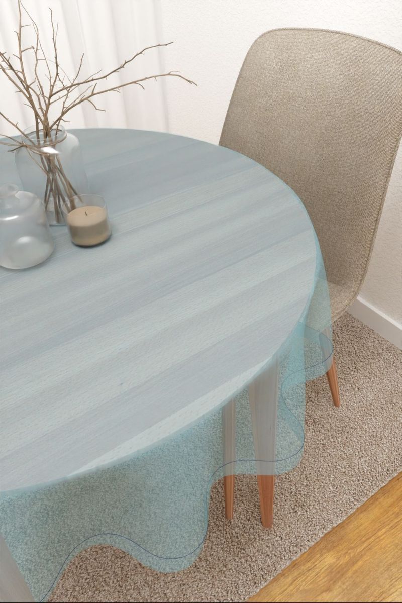 Tischdecke rund in Blau