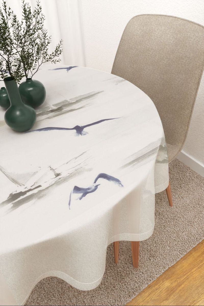 Tischdecke rund in Grau