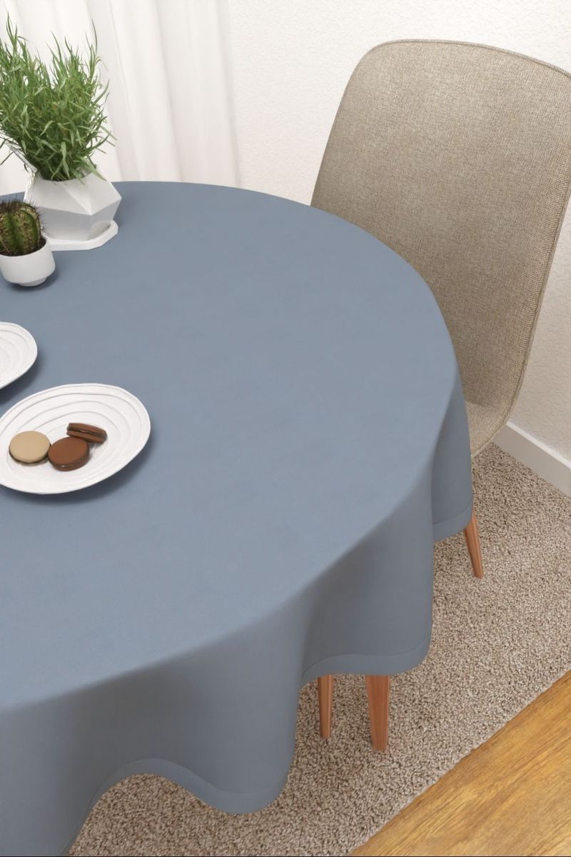 Tischdecke rund in blau
