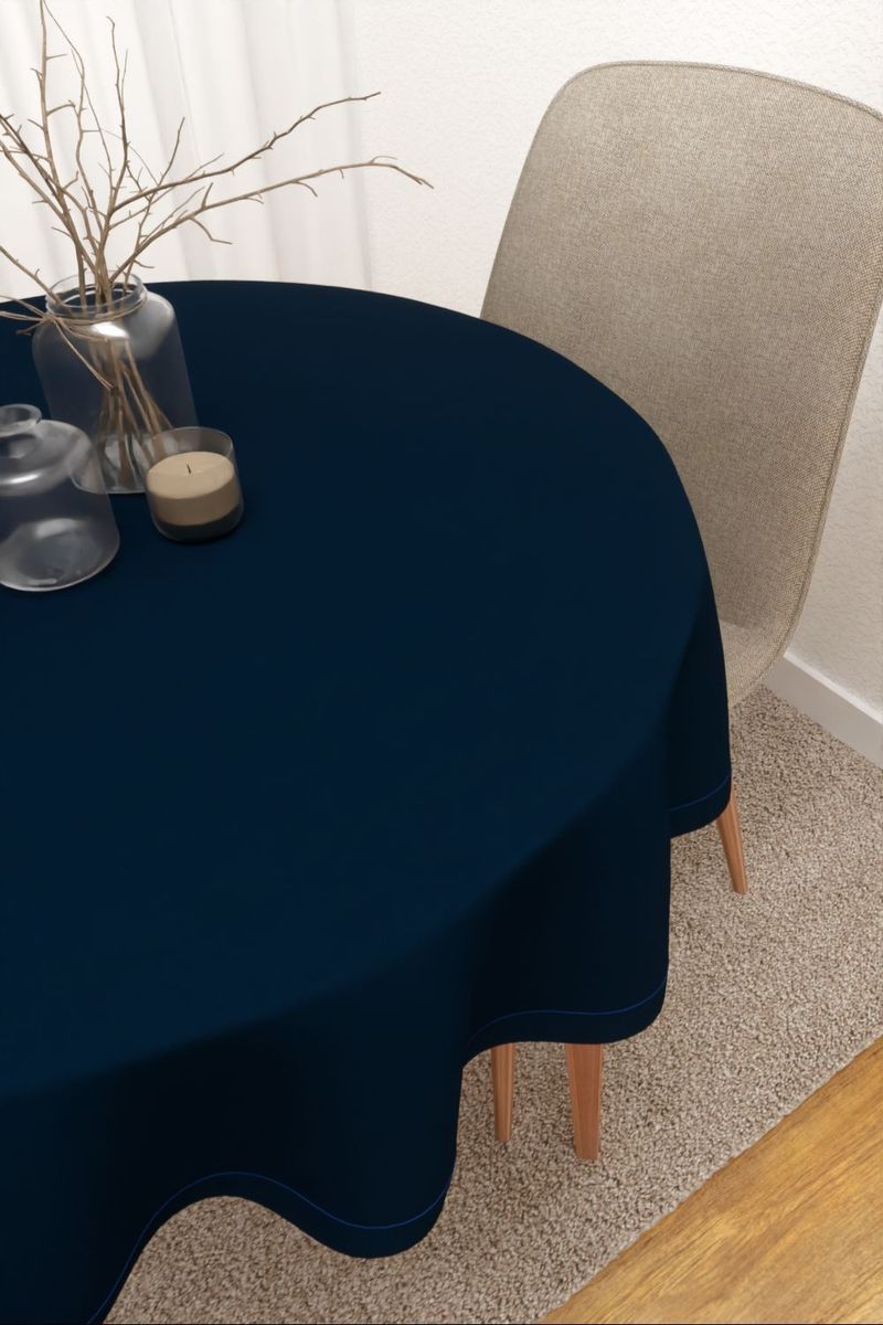 Tischdecke rund in Blau