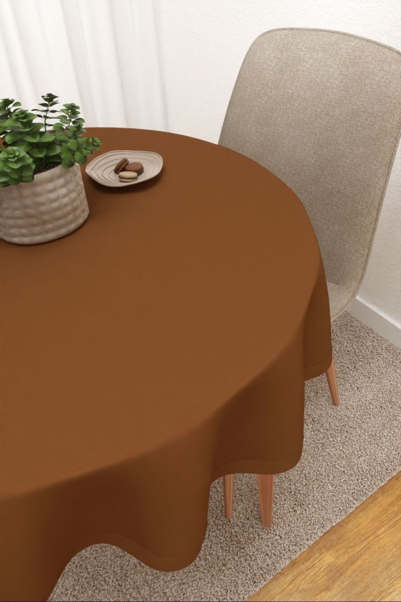 Tischdecke rund in braun