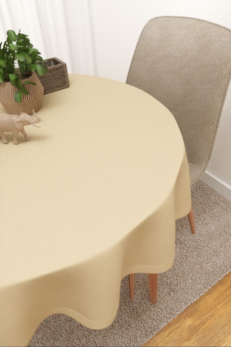 Tischdecke rund in Beige