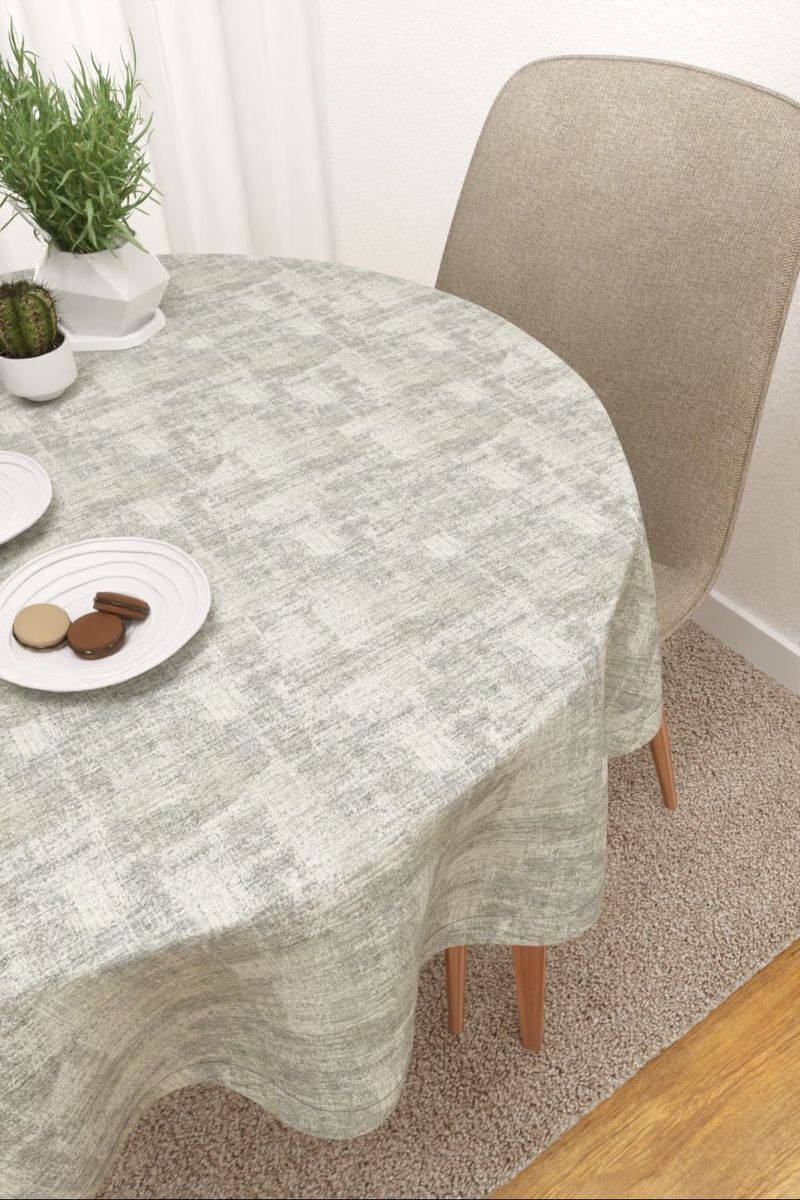 Tischdecke rund in grau