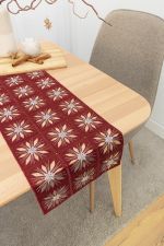 Vorschau Sternentanz #1W Plauener Spitze® - Tischband in Gold bordeaux-silber