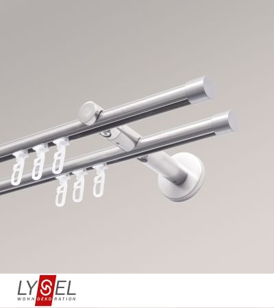 Lysel - SET Opal Innenlauf 160cm 2 Lauf Doppel-Kombiträger offen mit Endstücke Kappe in Edelstahl-Optik