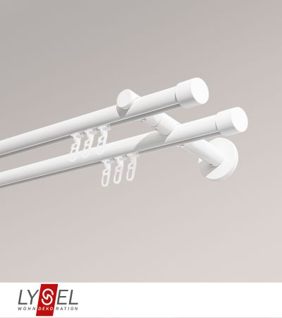 Lysel - SET Opal Innenlauf 160cm 2 Lauf Doppel-Kombiträger offen mit Endstücke Kappe in Edelstahl-Optik