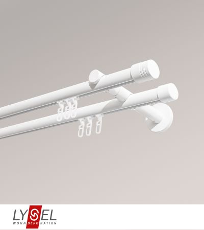 Lysel - SET Opal Innenlauf 160cm 2 Lauf Doppel-Kombiträger offen mit Endstücke Kappe in Edelstahl-Optik