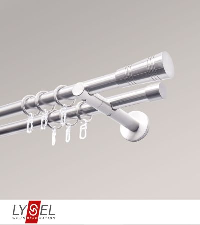 Lysel - SET Opal 160cm Doppel-Kombiträger offen 2-Lauf mit Endstücke Cone in Edelstahl-Optik