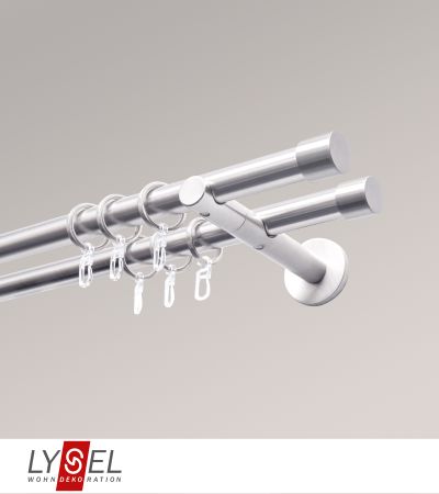 Lysel - SET Opal 160cm Doppel-Kombiträger offen 2-Lauf mit Endstücke Zylinder in Edelstahl-Optik