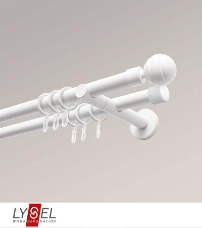 Lysel - SET Opal 160cm Doppel-Kombiträger offen 2-Lauf mit Endstücke Kugel in Weiß