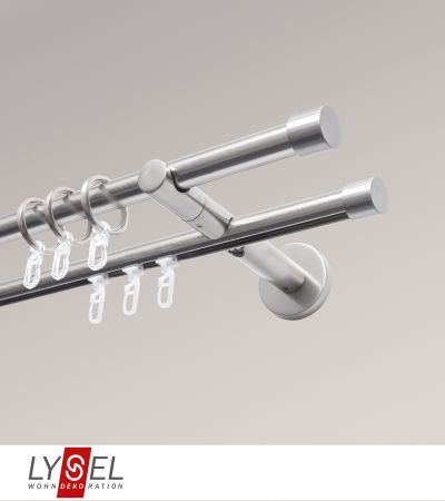 Lysel - SET Opal Innenlauf 160cm 2 Lauf Doppel-Kombiträger offen mit Endstücke Kappe in Edelstahl-Optik