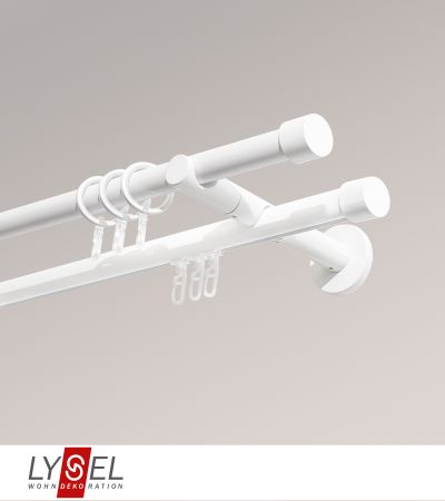 Lysel - SET Opal Innenlauf 160cm 2 Lauf Doppel-Kombiträger offen mit Endstücke Kappe in Edelstahl-Optik