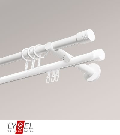 Lysel - SET Opal Innenlauf 160cm 2 Lauf Doppel-Kombiträger offen mit Endstücke Kappe in Edelstahl-Optik